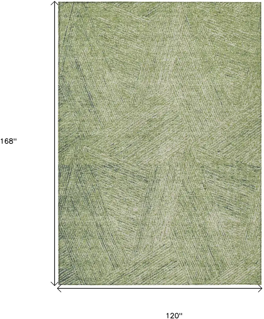 Artichoke Green And Ivory Abstract Washable Indoor Outdoor Area Rug Photo 3