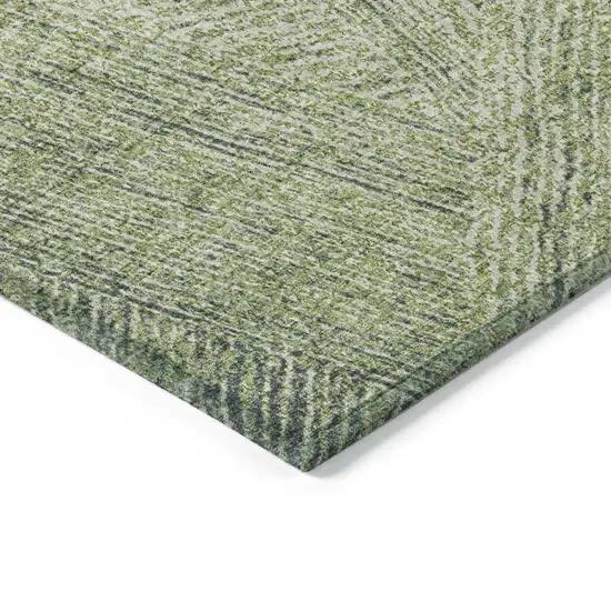 Artichoke Green And Ivory Abstract Washable Indoor Outdoor Area Rug Photo 4