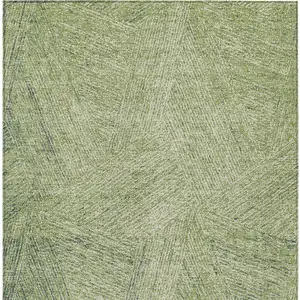 Photo of Artichoke Green And Ivory Abstract Washable Indoor Outdoor Area Rug