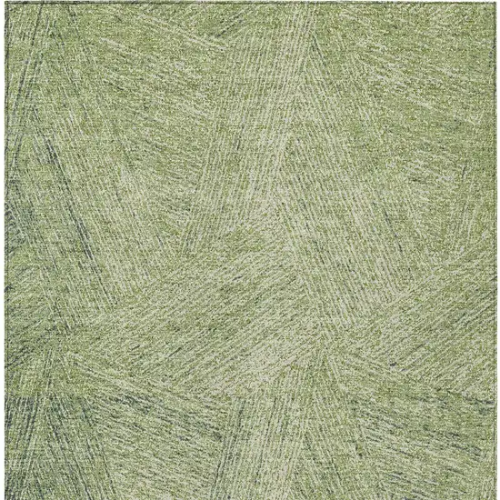 Artichoke Green And Ivory Abstract Washable Indoor Outdoor Area Rug Photo 6