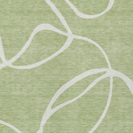 Artichoke Green And Ivory Abstract Washable Indoor Outdoor Area Rug Photo 5