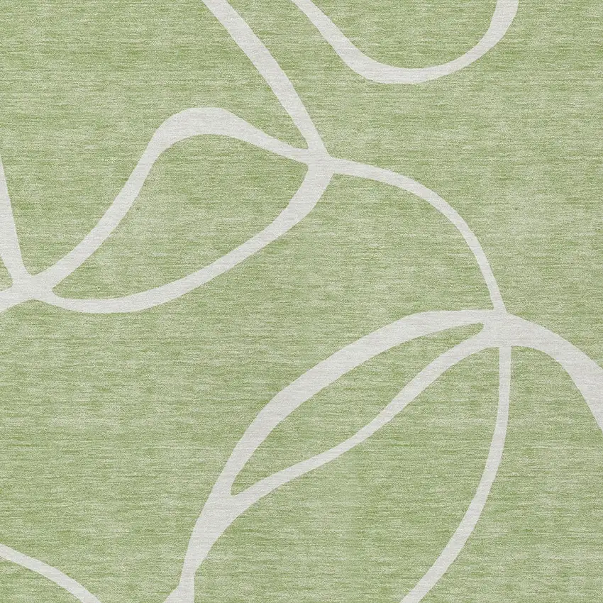 Artichoke Green And Ivory Abstract Washable Indoor Outdoor Area Rug Photo 5