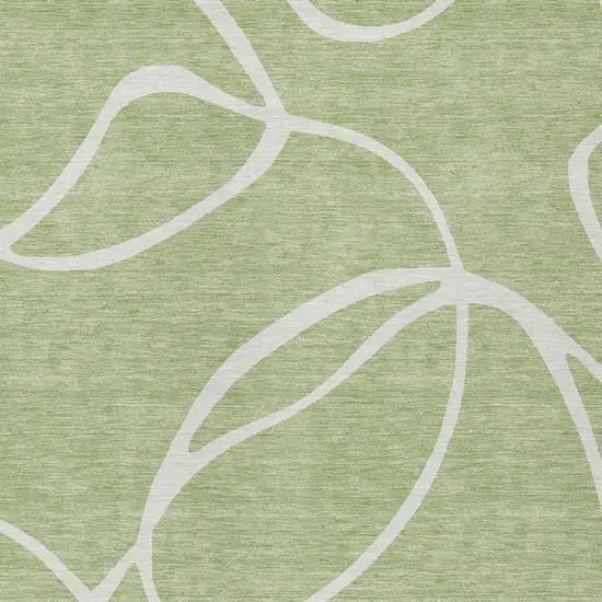 Artichoke Green And Ivory Abstract Washable Indoor Outdoor Area Rug Photo 5