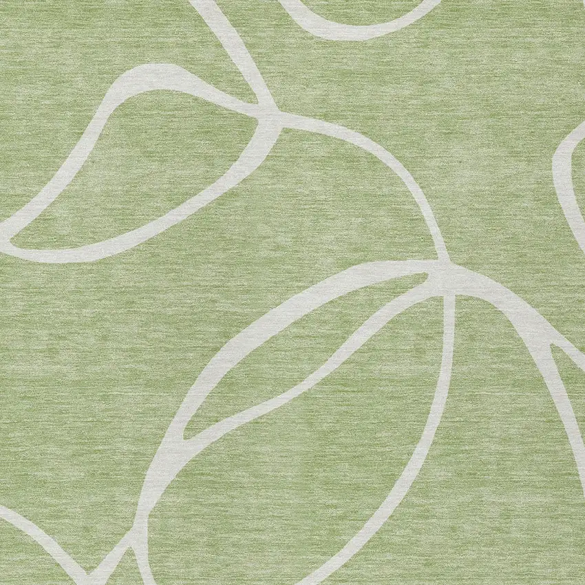 Artichoke Green And Ivory Abstract Washable Indoor Outdoor Area Rug Photo 5