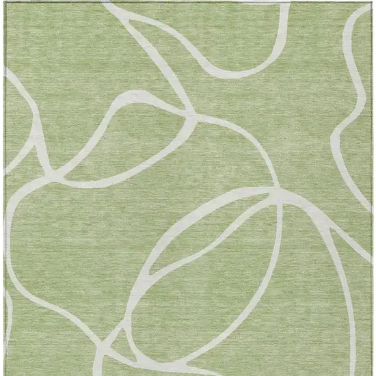 Artichoke Green And Ivory Abstract Washable Indoor Outdoor Area Rug Photo 7