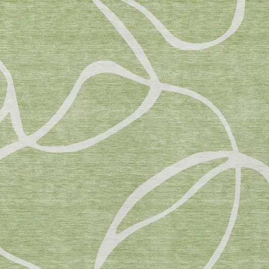 Artichoke Green And Ivory Abstract Washable Indoor Outdoor Area Rug Photo 5
