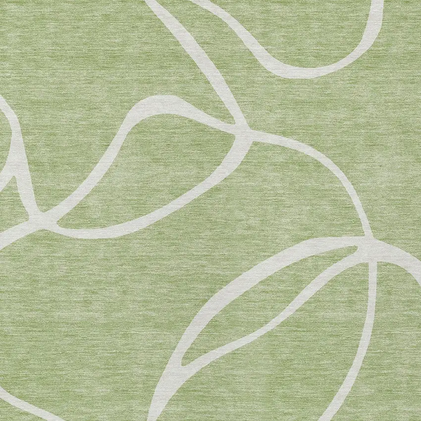 Artichoke Green And Ivory Abstract Washable Indoor Outdoor Area Rug Photo 5