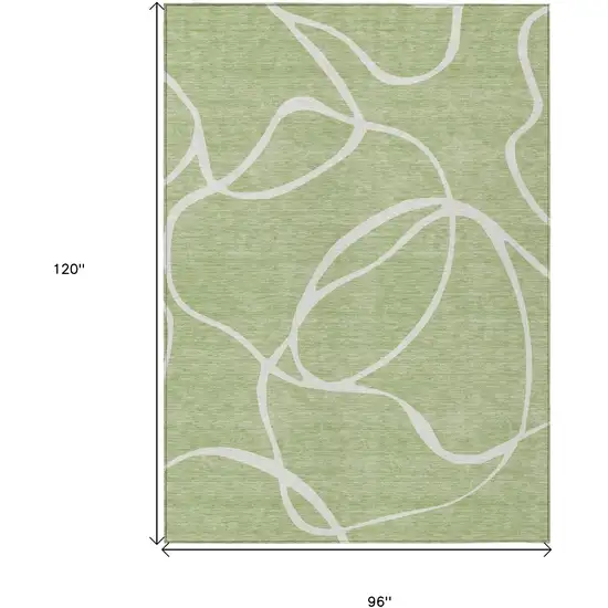 Artichoke Green And Ivory Abstract Washable Indoor Outdoor Area Rug Photo 3