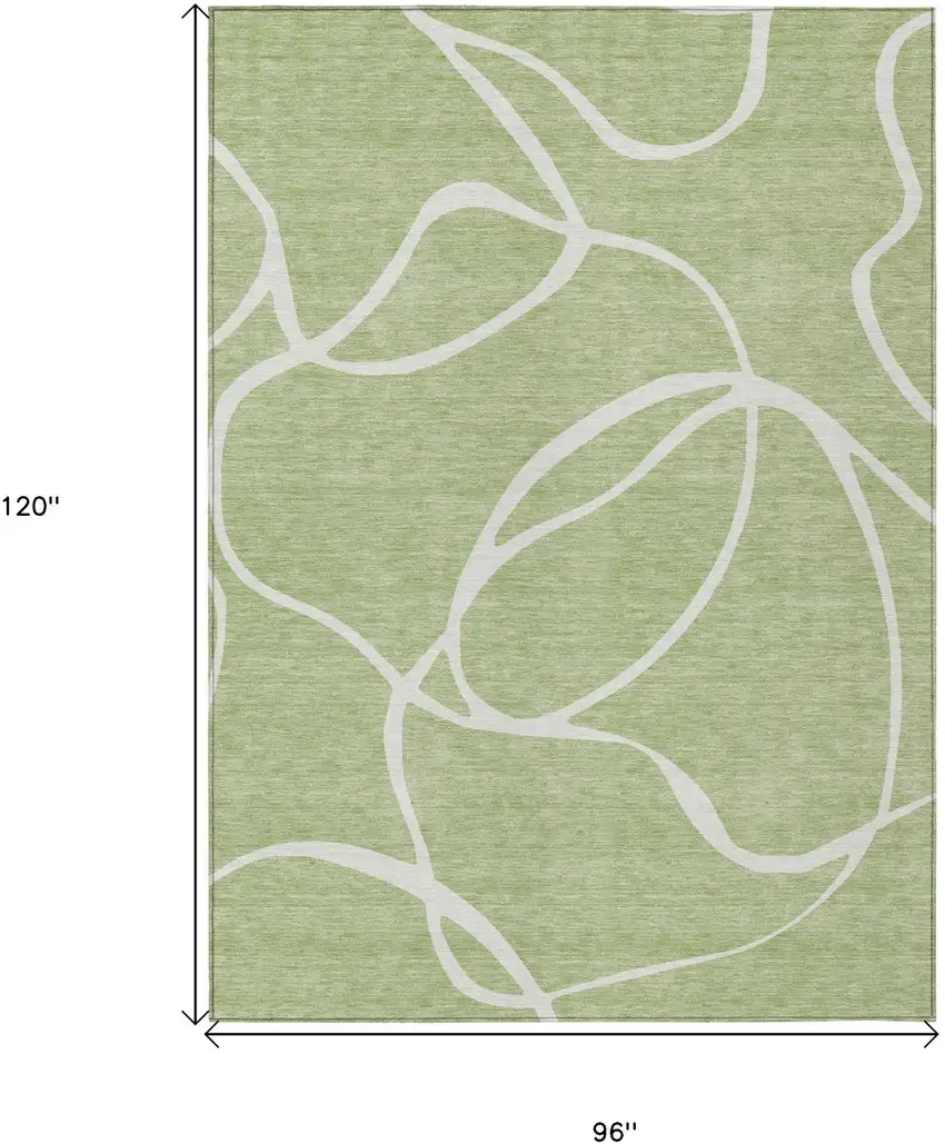 Artichoke Green And Ivory Abstract Washable Indoor Outdoor Area Rug Photo 3