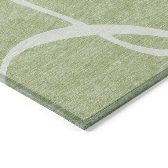 Artichoke Green And Ivory Abstract Washable Indoor Outdoor Area Rug Photo 4