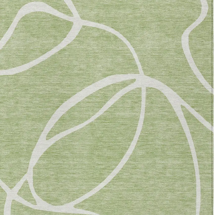 Artichoke Green And Ivory Abstract Washable Indoor Outdoor Area Rug Photo 5
