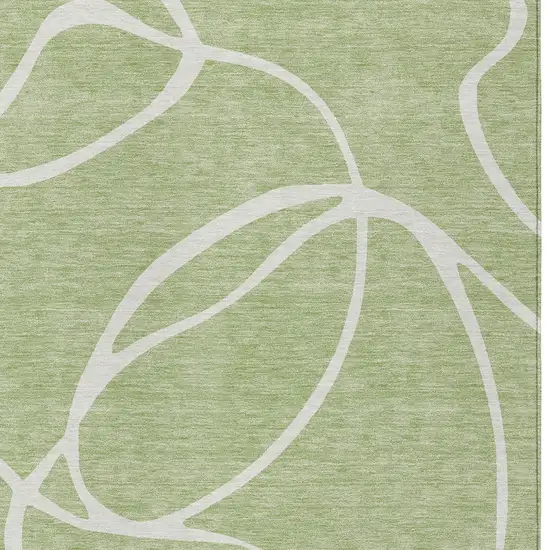 Artichoke Green And Ivory Abstract Washable Indoor Outdoor Area Rug Photo 5
