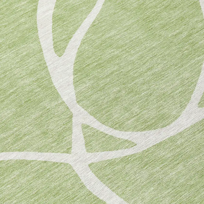 Artichoke Green And Ivory Abstract Washable Indoor Outdoor Area Rug Photo 6