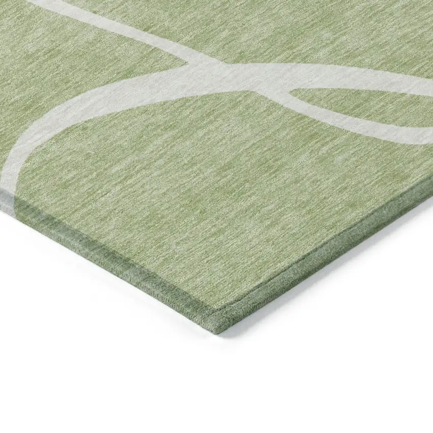 Artichoke Green And Ivory Abstract Washable Indoor Outdoor Area Rug Photo 4