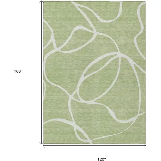 Artichoke Green And Ivory Abstract Washable Indoor Outdoor Area Rug Photo 3