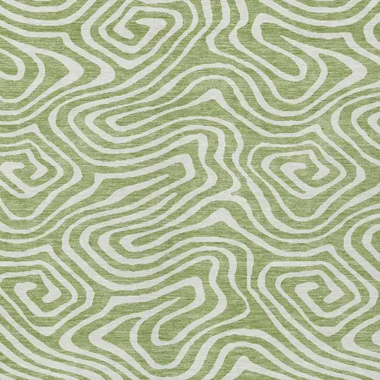 Artichoke Green And Ivory Abstract Washable Indoor Outdoor Area Rug Photo 6