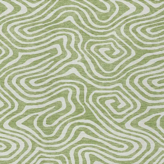 Artichoke Green And Ivory Abstract Washable Indoor Outdoor Area Rug Photo 4