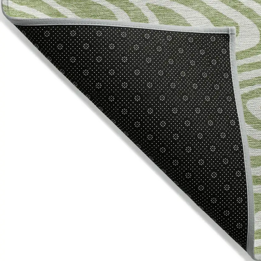 Artichoke Green And Ivory Abstract Washable Indoor Outdoor Area Rug Photo 2