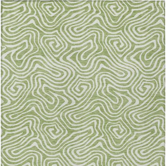 Artichoke Green And Ivory Abstract Washable Indoor Outdoor Area Rug Photo 6