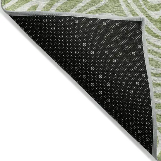 Artichoke Green And Ivory Abstract Washable Indoor Outdoor Area Rug Photo 4