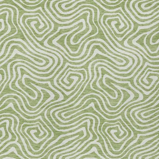 Artichoke Green And Ivory Abstract Washable Indoor Outdoor Area Rug Photo 6