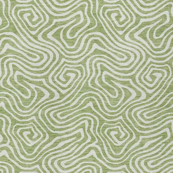 Artichoke Green And Ivory Abstract Washable Indoor Outdoor Area Rug Photo 6