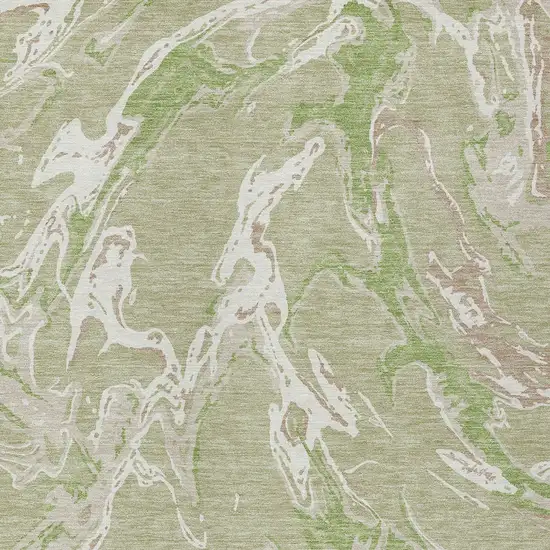 Artichoke Green And Ivory Abstract Washable Indoor Outdoor Area Rug Photo 7