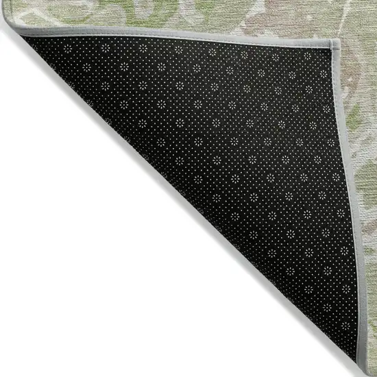 Artichoke Green And Ivory Abstract Washable Indoor Outdoor Area Rug Photo 3