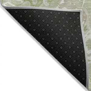 Photo of Artichoke Green And Ivory Abstract Washable Indoor Outdoor Area Rug