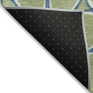 Photo of Artichoke Green And Ivory Abstract Washable Indoor Outdoor Area Rug