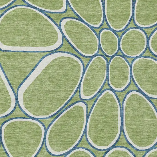 Artichoke Green And Ivory Abstract Washable Indoor Outdoor Area Rug Photo 6