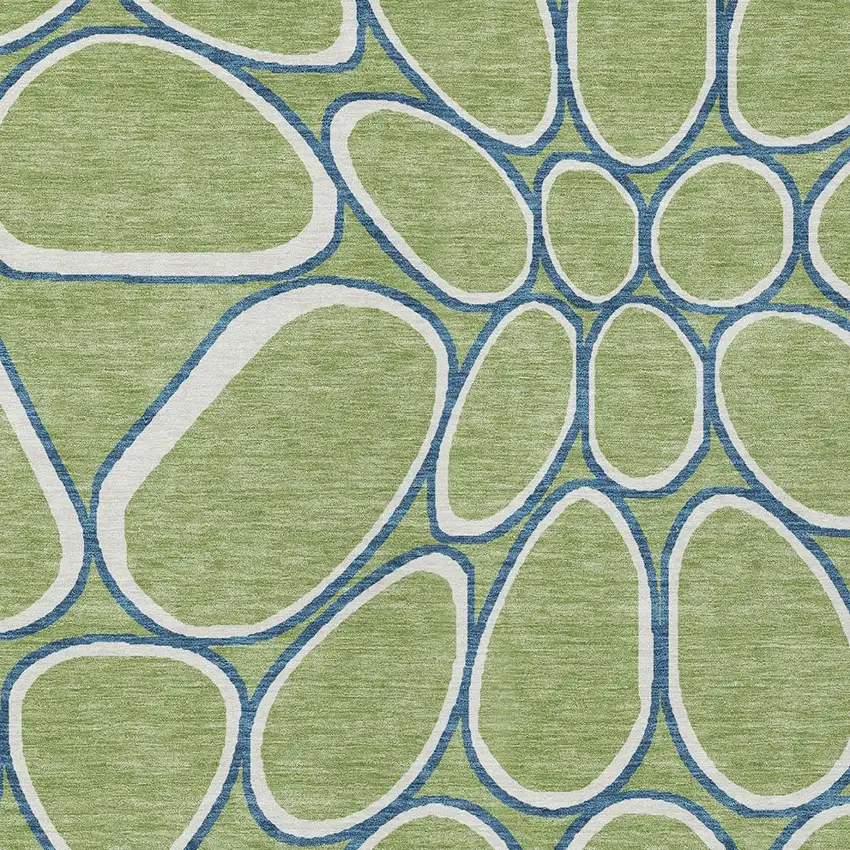 Artichoke Green And Ivory Abstract Washable Indoor Outdoor Area Rug Photo 6