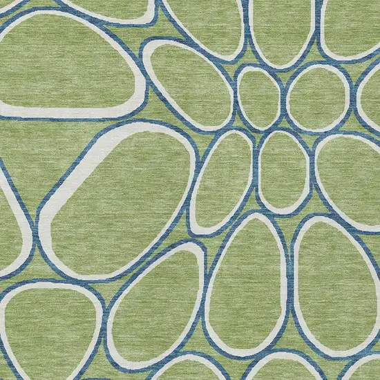 Artichoke Green And Ivory Abstract Washable Indoor Outdoor Area Rug Photo 6