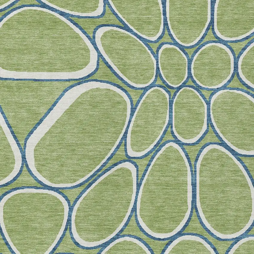 Artichoke Green And Ivory Abstract Washable Indoor Outdoor Area Rug Photo 6