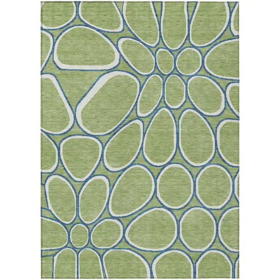 Artichoke Green And Ivory Abstract Washable Indoor Outdoor Area Rug Photo 2