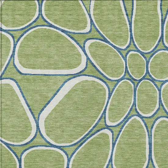 Artichoke Green And Ivory Abstract Washable Indoor Outdoor Area Rug Photo 6