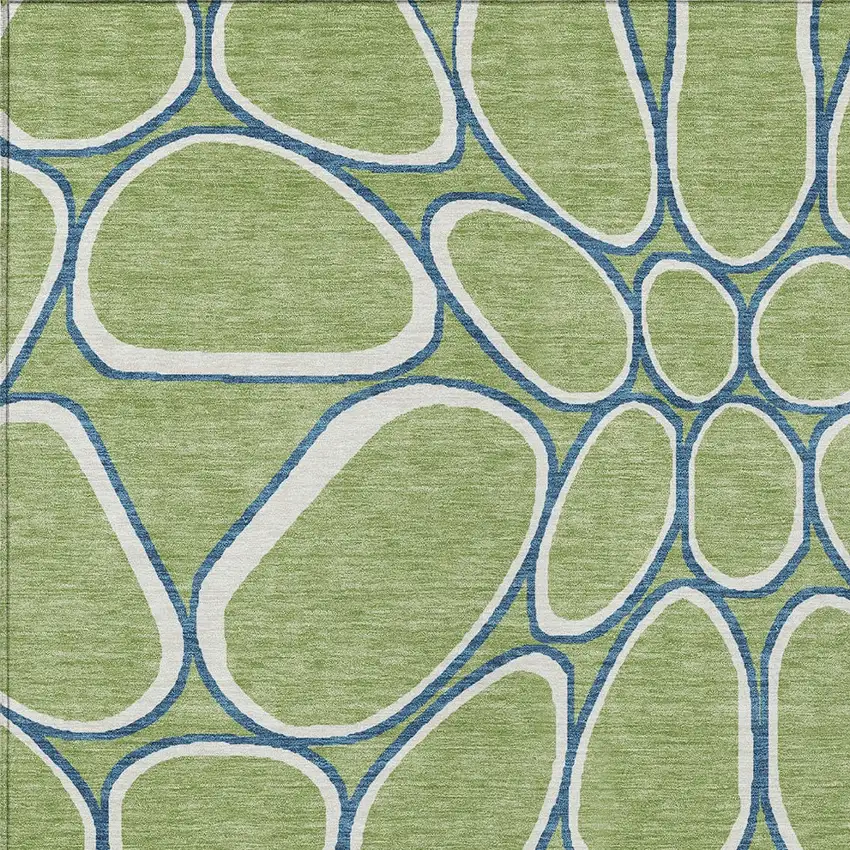 Artichoke Green And Ivory Abstract Washable Indoor Outdoor Area Rug Photo 6