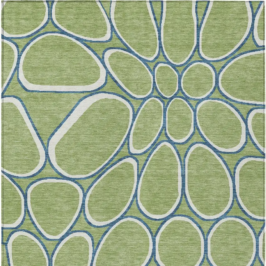 Artichoke Green And Ivory Abstract Washable Indoor Outdoor Area Rug Photo 7
