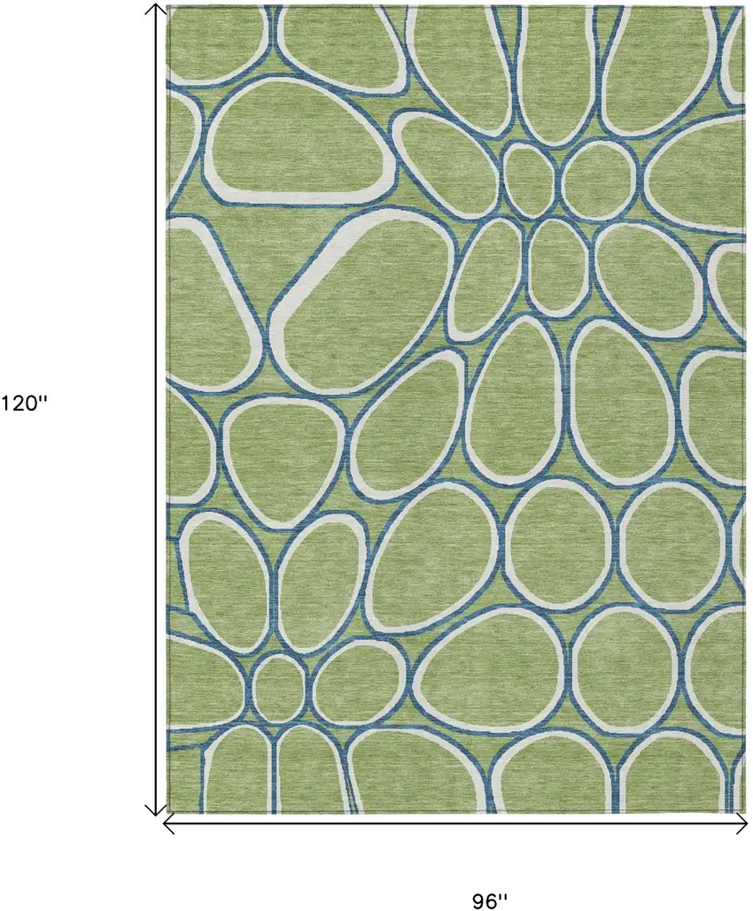 Artichoke Green And Ivory Abstract Washable Indoor Outdoor Area Rug Photo 3