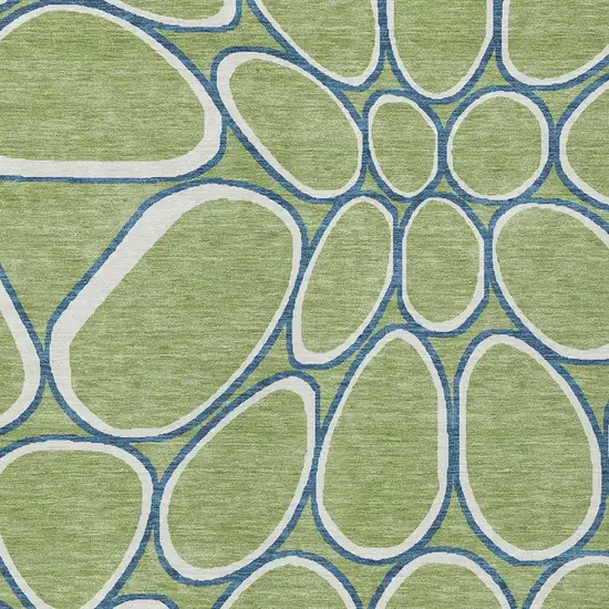 Artichoke Green And Ivory Abstract Washable Indoor Outdoor Area Rug Photo 6
