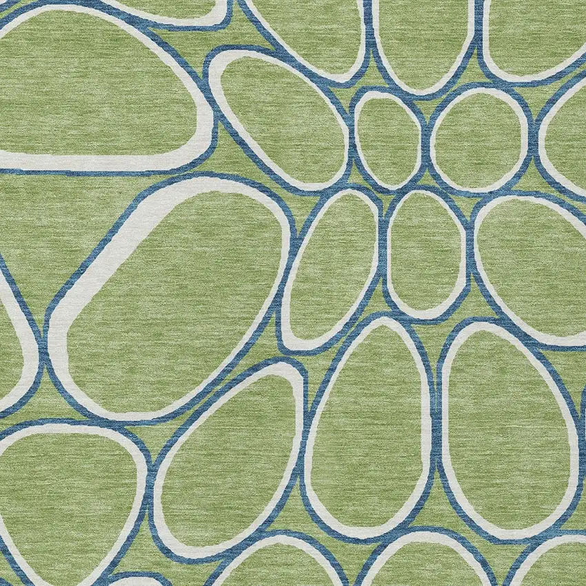 Artichoke Green And Ivory Abstract Washable Indoor Outdoor Area Rug Photo 6