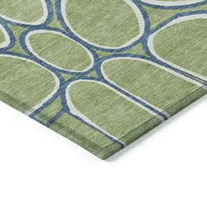 Photo of Artichoke Green And Ivory Abstract Washable Indoor Outdoor Area Rug
