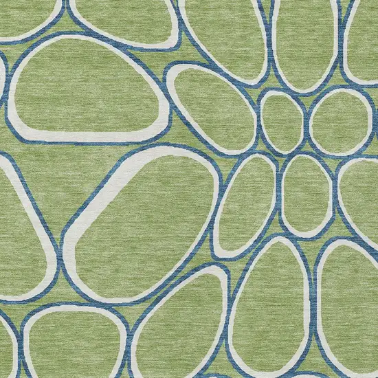 Artichoke Green And Ivory Abstract Washable Indoor Outdoor Area Rug Photo 6