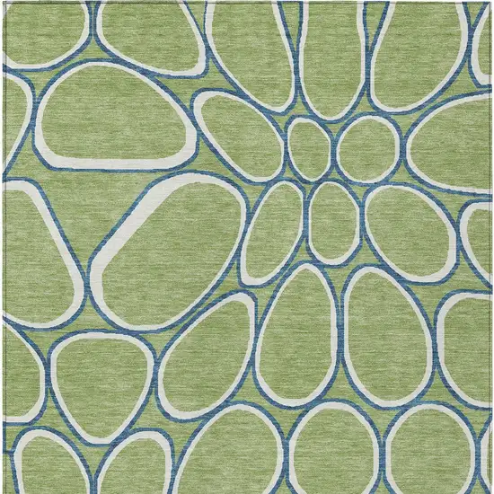 Artichoke Green And Ivory Abstract Washable Indoor Outdoor Area Rug Photo 7