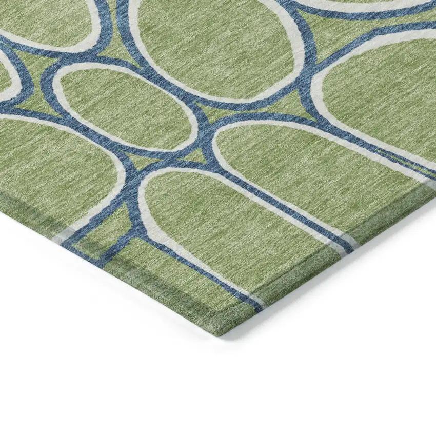 Artichoke Green And Ivory Abstract Washable Indoor Outdoor Area Rug Photo 4
