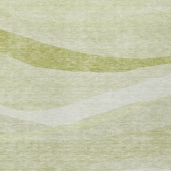 Artichoke Green And Ivory Abstract Washable Indoor Outdoor Area Rug Photo 5