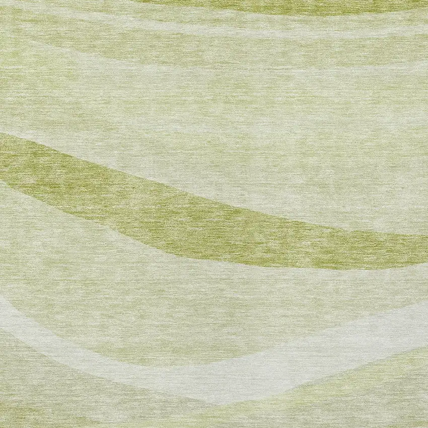 Artichoke Green And Ivory Abstract Washable Indoor Outdoor Area Rug Photo 5