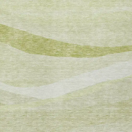 Artichoke Green And Ivory Abstract Washable Indoor Outdoor Area Rug Photo 5