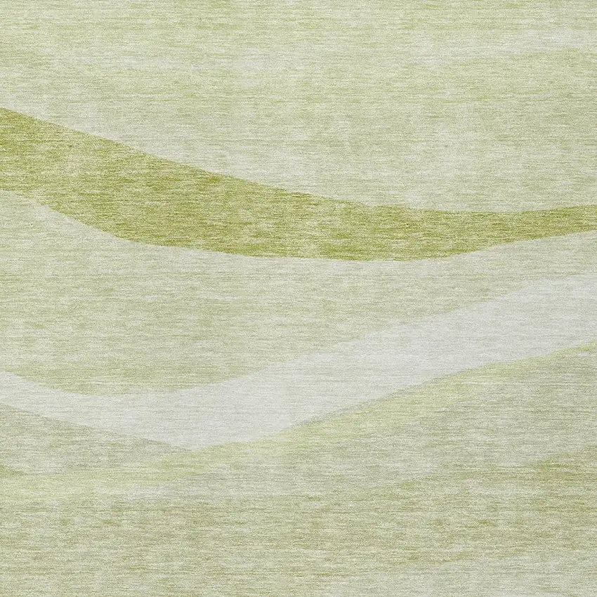 Artichoke Green And Ivory Abstract Washable Indoor Outdoor Area Rug Photo 5