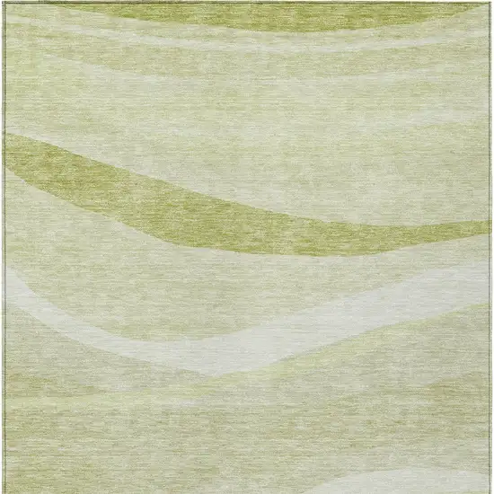 Artichoke Green And Ivory Abstract Washable Indoor Outdoor Area Rug Photo 6